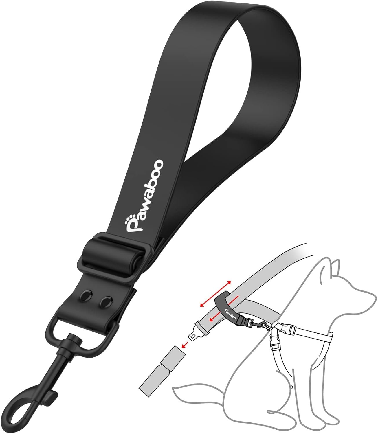 Pawaboo Dog Car Seatbelt, 20 in Adjustable Universal Pet Safety Belt, Chew-Proof Dogs Car Restraint with Adjustable Strap, PVC Shell Dog Seatbelt Harness, Dogs Leash with 360° Hook, Black