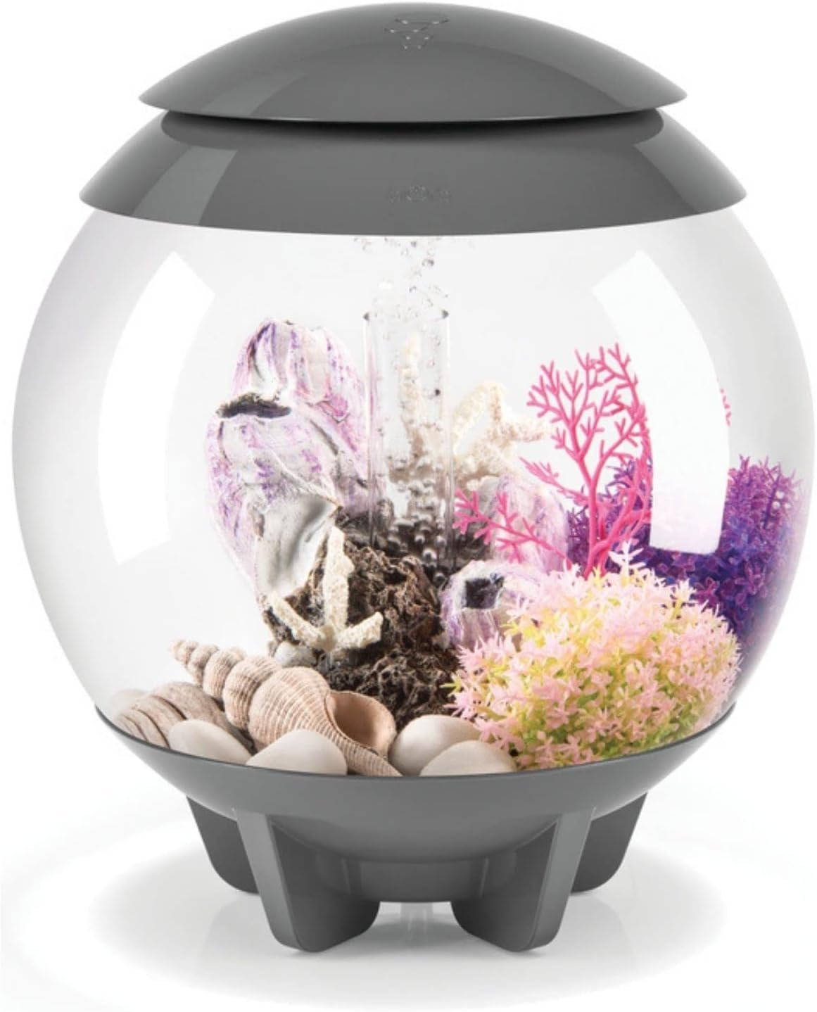 biOrb Halo 15 Acrylic 4-Gallon Aquarium with Multi-Color Remote-Controlled LED Lights Modern Compact Tank for Tabletop or Desktop Display, Gray