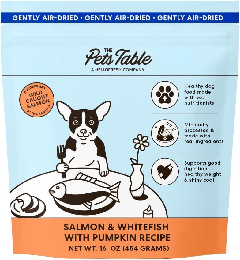 The Pets Table Salmon & Whitefish with Pumpkin Grain Free Air Dried Dog Food, 1 lb / 16 oz Bag