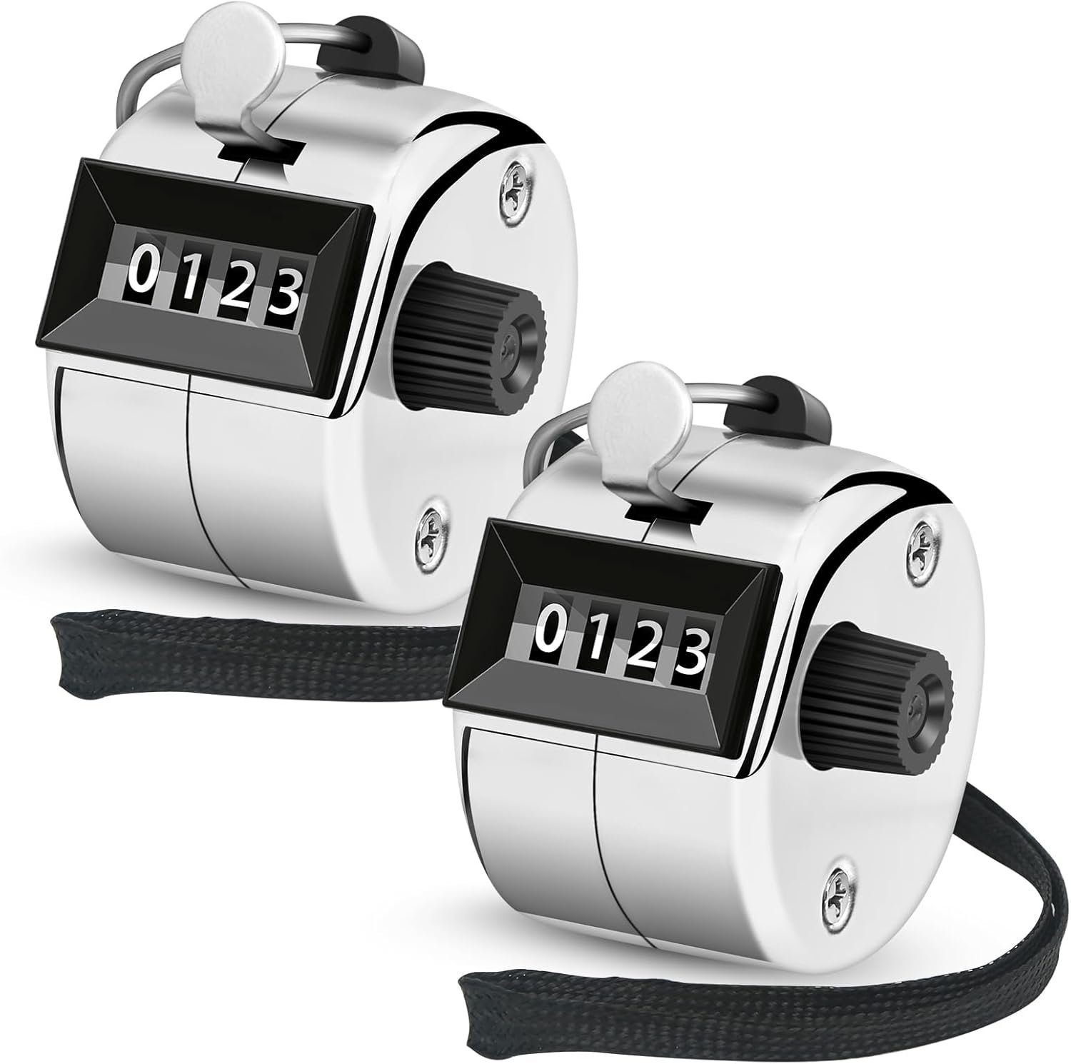 Nliyeisu 2 Pcs Clicker Counter, Hand Tally Counter with Large Display – Mechanical Pitch Counter Clicker for Baseball, Inventory, People Counting, Events, Gym Reps(Silver)