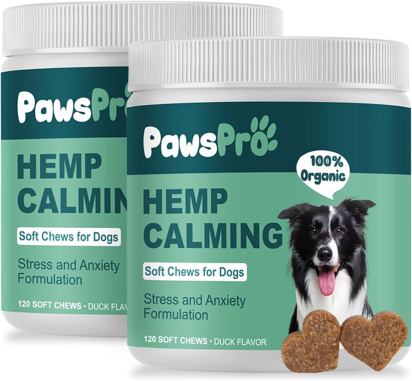 PawsPro (2 Pack) Hеmp Calming Chews for Dogs – Duck Flavor | 240 Count – Dog Calming Treats – Large, Small & Puppy – Storm Anxiety, Sleep, Relaxing, Separation Aid, Stress Relief
