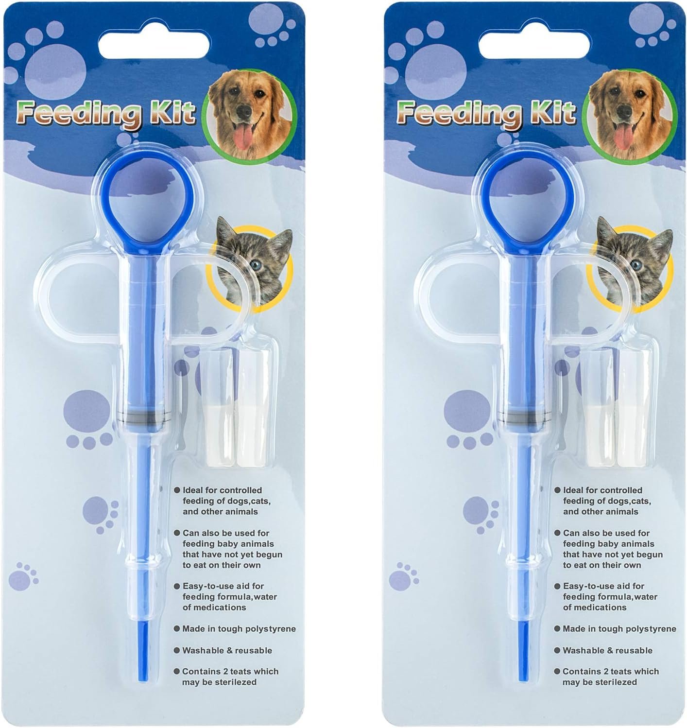 PAGOW 2 Pcs Pet Medicine Feeder, Silicone Syringe Cat Dog Puppy Pill Dispenser Suit with Soft Tips, Pet Cat Dog Puppy Pill Tablet Versus Control Rods
