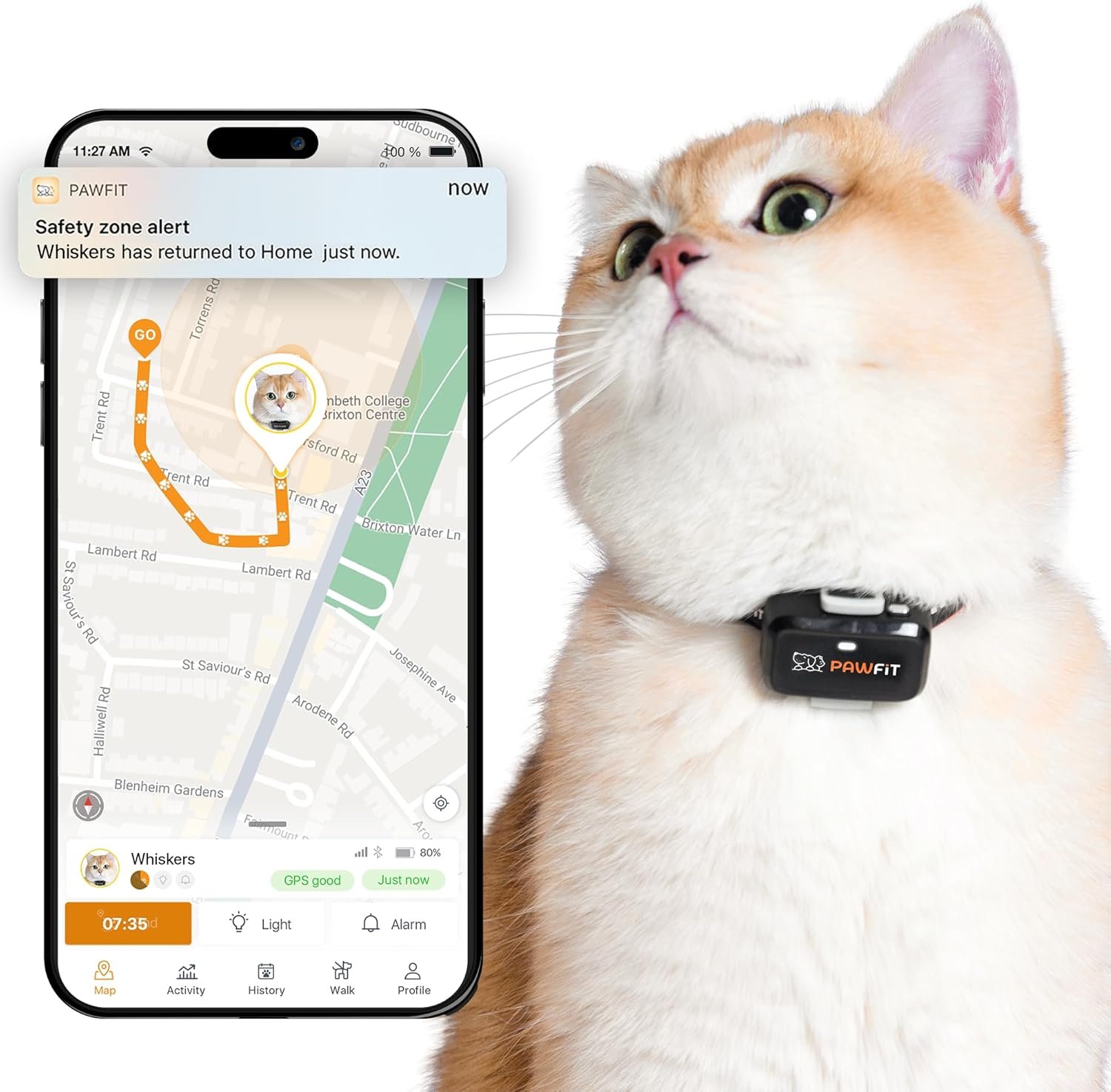 Pawfit Lite for Cats 4g GPS Tracker | Ultra-Small (