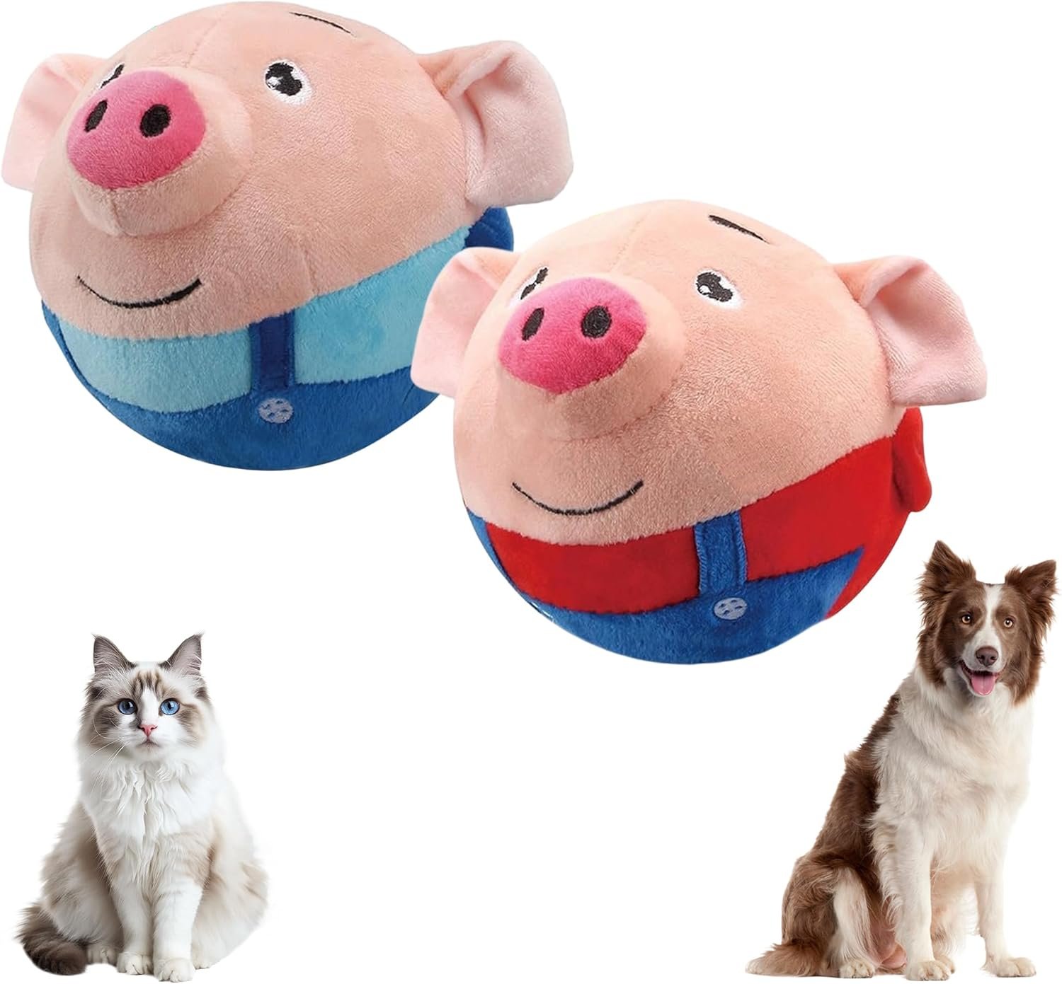 Interactive Dog Toys, 2025 New Active Moving Pet Plush Toy, Squeaky Moving Ball Puppy Toys, Rechargeable Cartoon Plush Bounce Talking Toys to Keep Them Busy (2 Pcs)