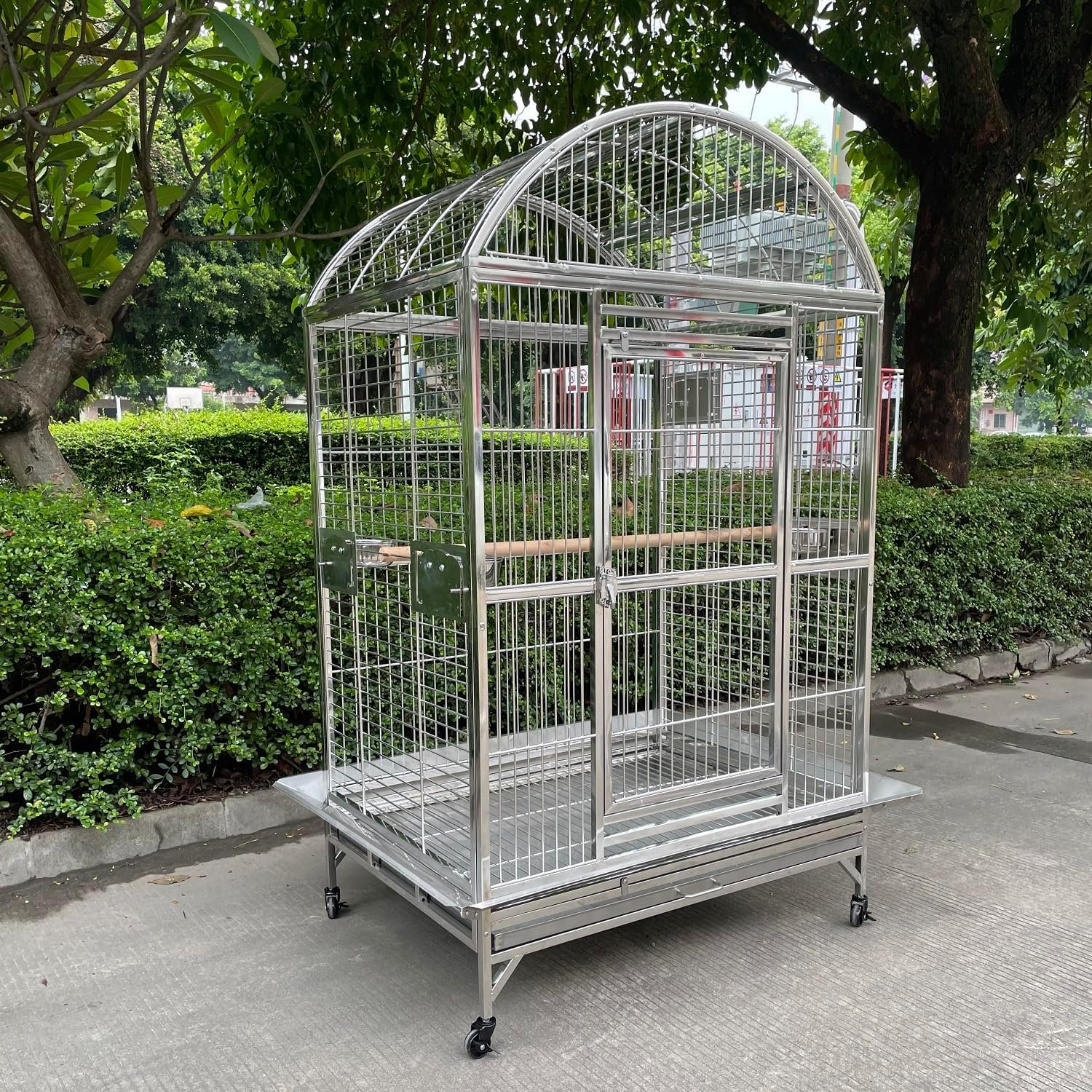 BMWPET SUS201 Stainless Steel Dome Top Style Bird Cage Parrot Cage 40″X30″X66″